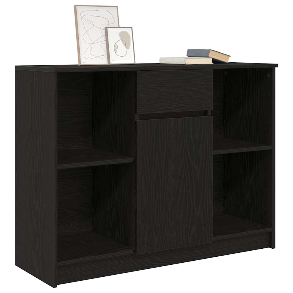 Sideboard with Drawer Black Oak 101x35x76 cm Engineered Wood