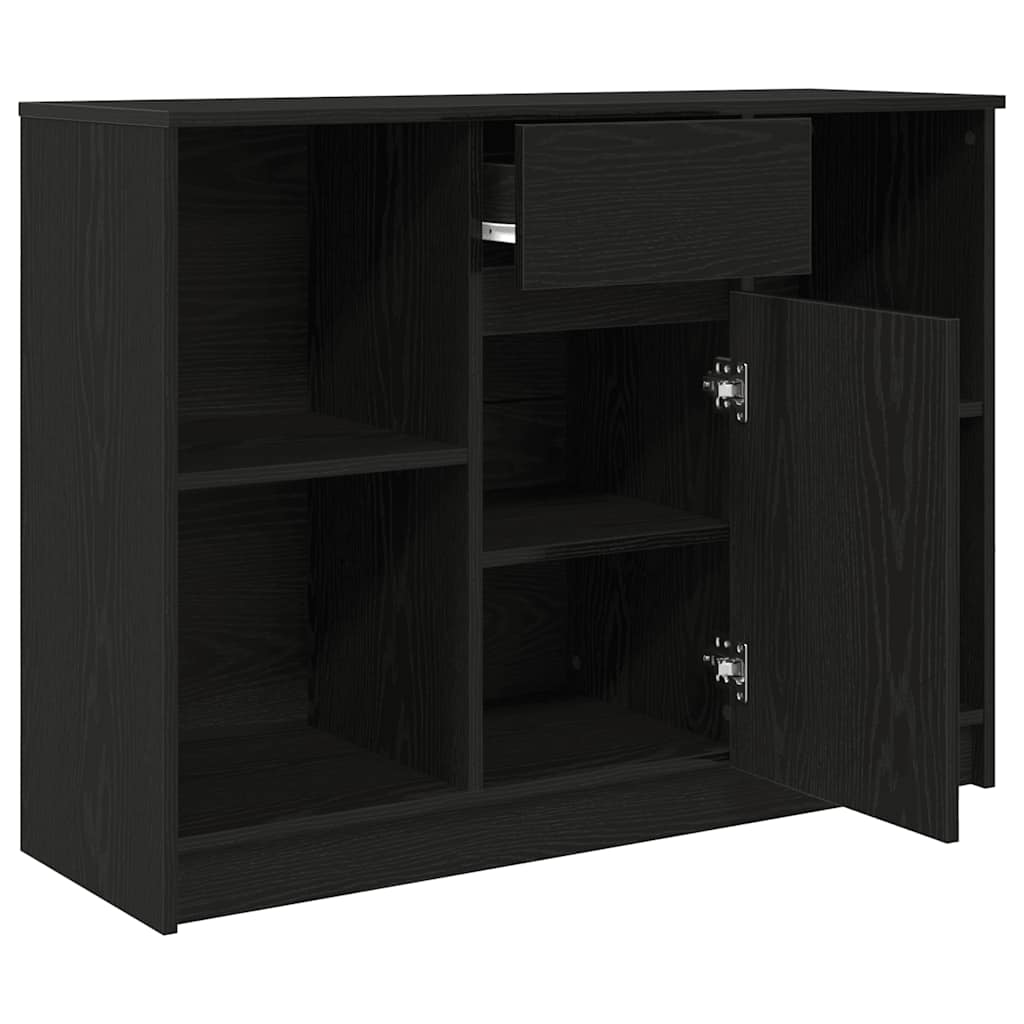 Sideboard with Drawer Black Oak 101x35x76 cm Engineered Wood