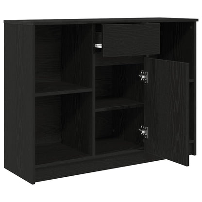 Sideboard with Drawer Black Oak 101x35x76 cm Engineered Wood