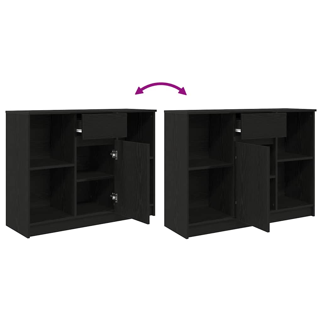 Sideboard with Drawer Black Oak 101x35x76 cm Engineered Wood