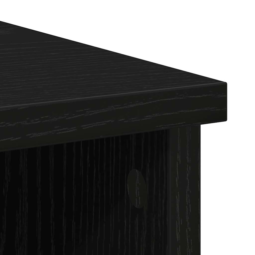 Sideboard with Drawer Black Oak 101x35x76 cm Engineered Wood