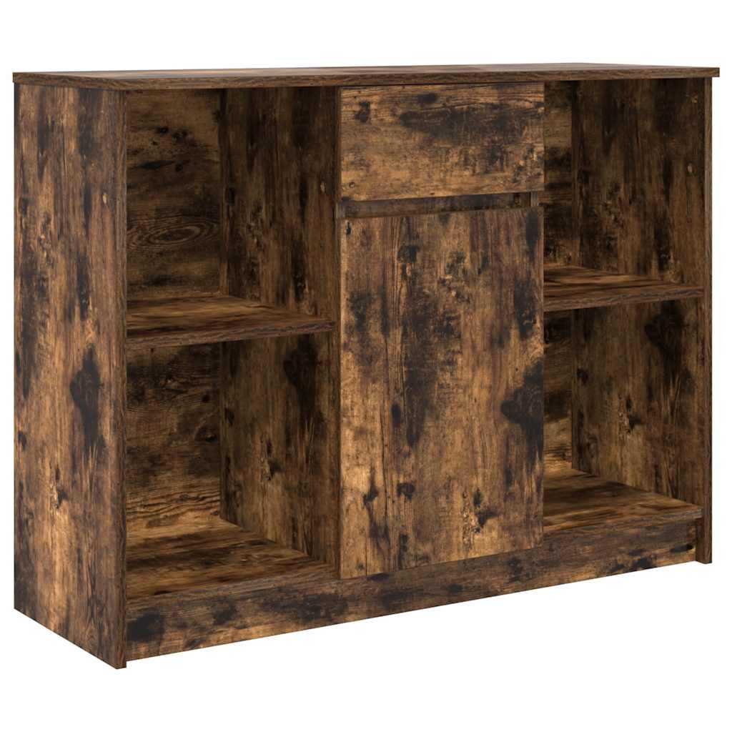 Sideboard with Drawer Smoked Oak 101x35x76 cm Engineered Wood