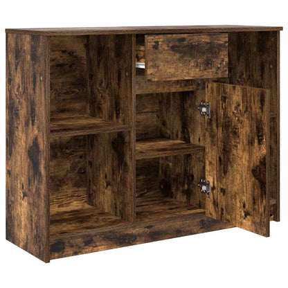 Sideboard with Drawer Smoked Oak 101x35x76 cm Engineered Wood