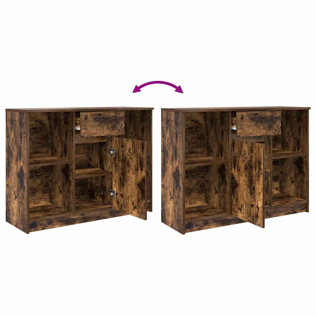 Sideboard with Drawer Smoked Oak 101x35x76 cm Engineered Wood