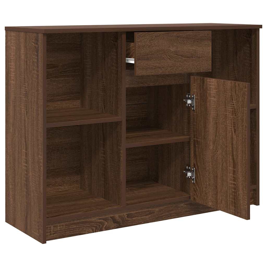 Sideboard with Drawer Brown Oak 101x35x76 cm Engineered Wood