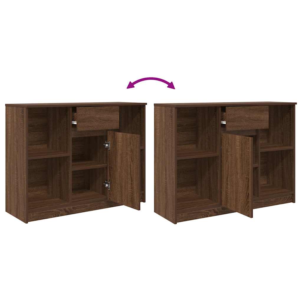 Sideboard with Drawer Brown Oak 101x35x76 cm Engineered Wood
