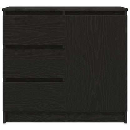 Sideboard with Drawer Black Oak 71x35x65 cm Engineered Wood