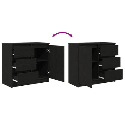 Sideboard with Drawer Black Oak 71x35x65 cm Engineered Wood