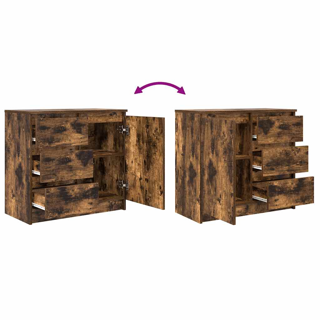 Sideboard with Drawer Smoked Oak 71x35x65 cm Engineered Wood