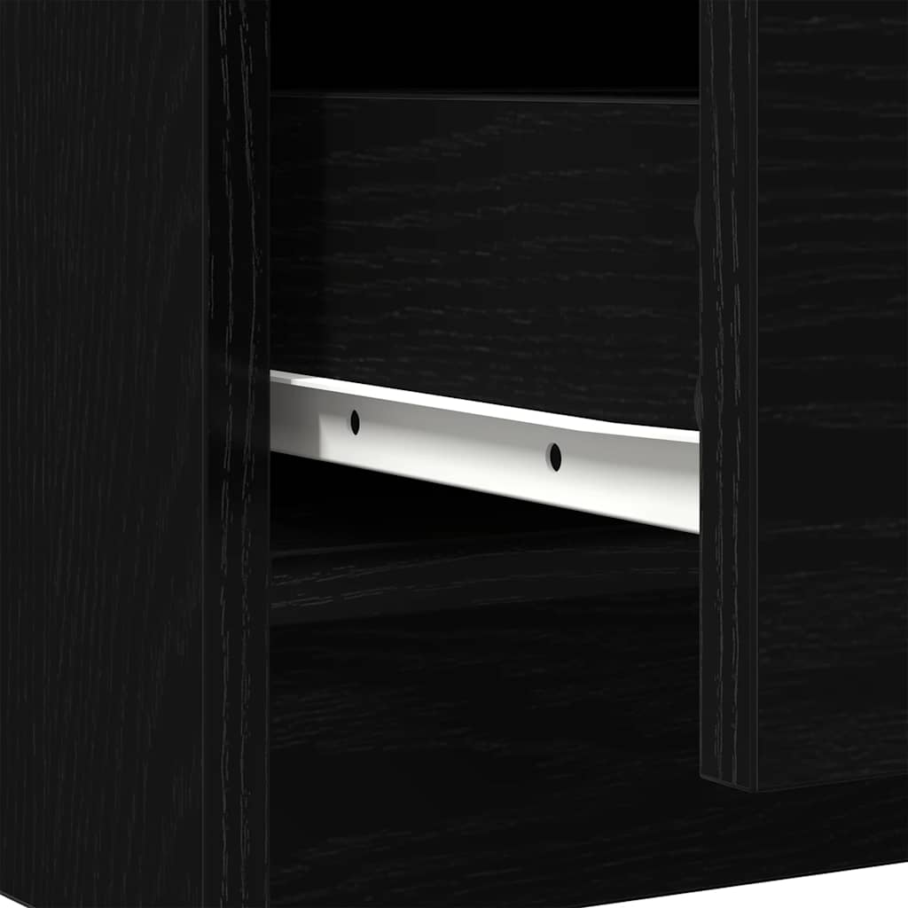 Sideboard with Drawers Black Oak 71x35x84 cm Engineered Wood