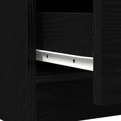Sideboard with Drawers Black Oak 71x35x84 cm Engineered Wood