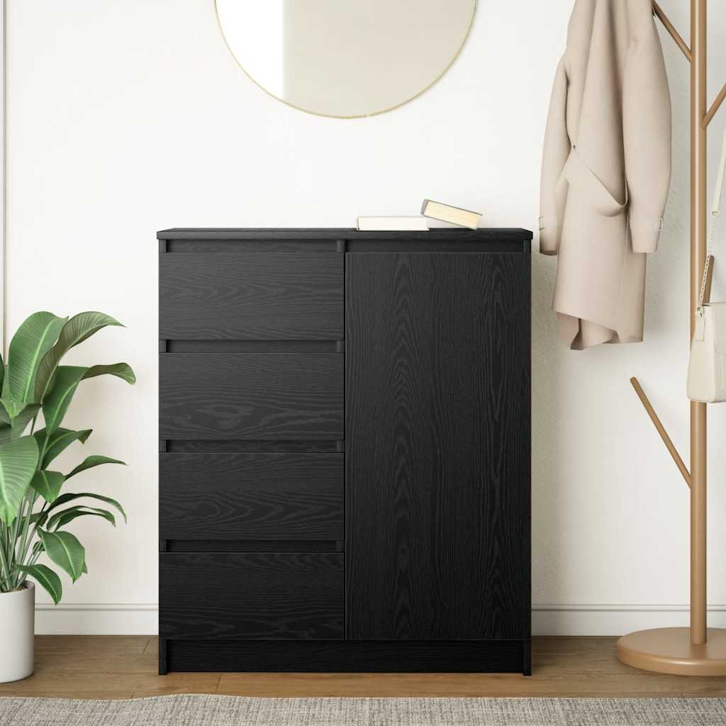 Sideboard with Drawers Black Oak 71x35x84 cm Engineered Wood