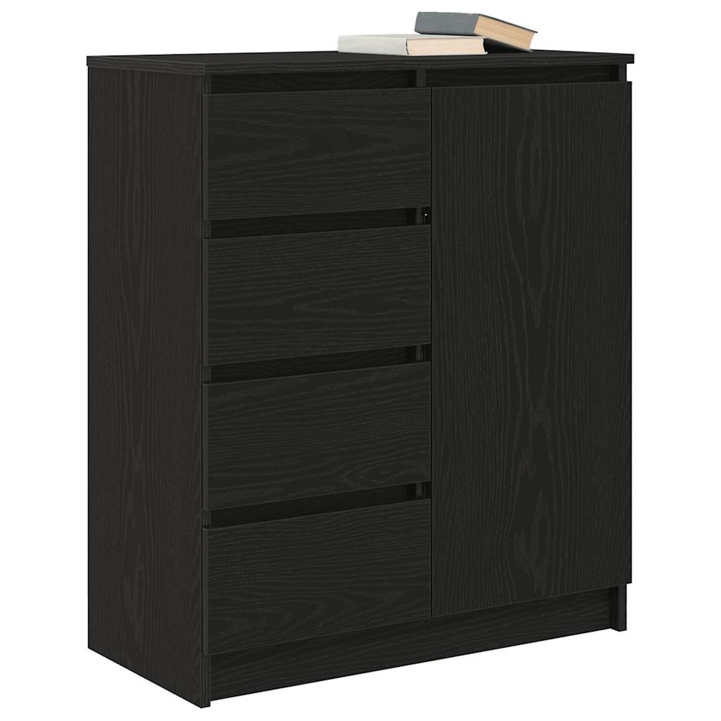 Sideboard with Drawers Black Oak 71x35x84 cm Engineered Wood