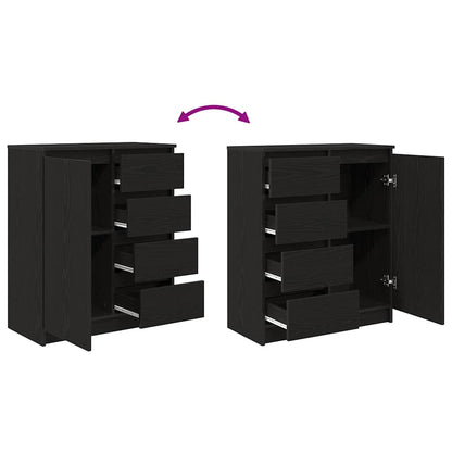 Sideboard with Drawers Black Oak 71x35x84 cm Engineered Wood