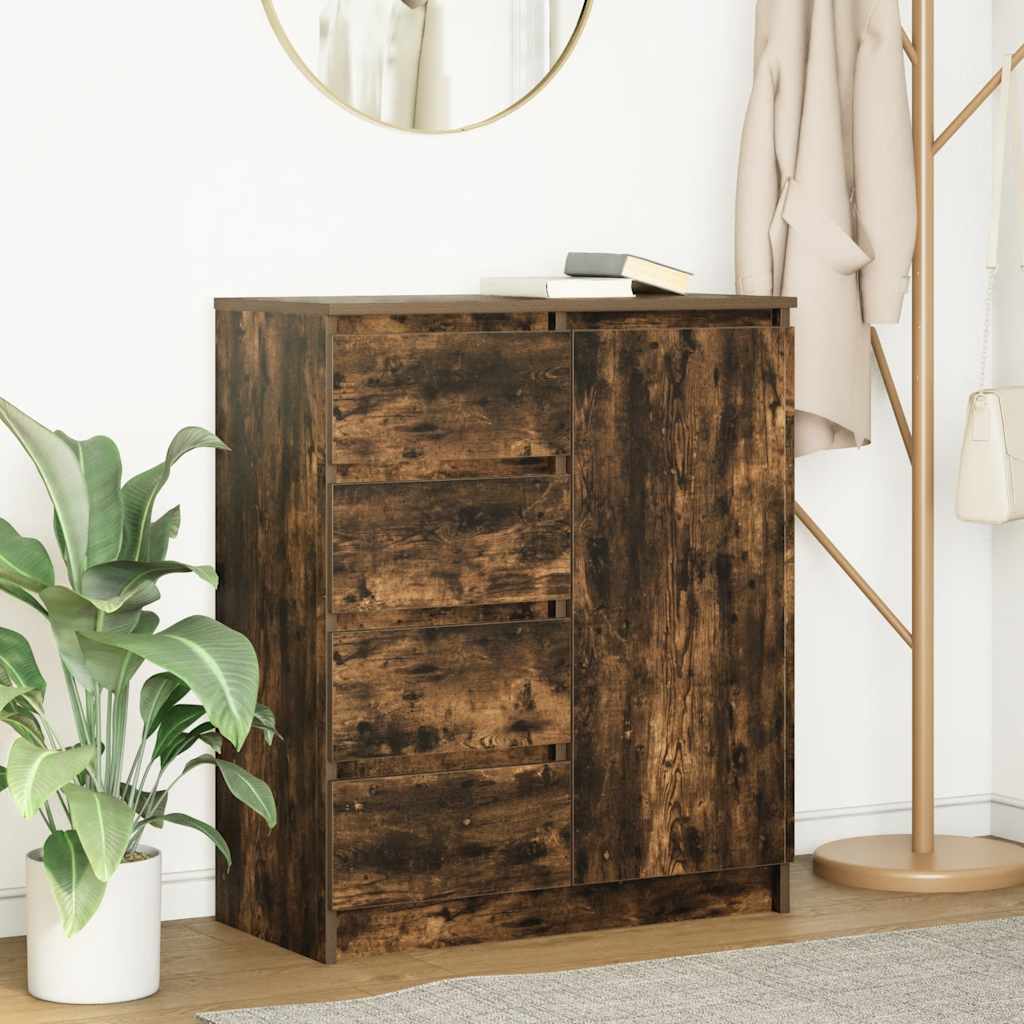 Sideboard with Drawers Smoked Oak 71x35x84 cm Engineered Wood