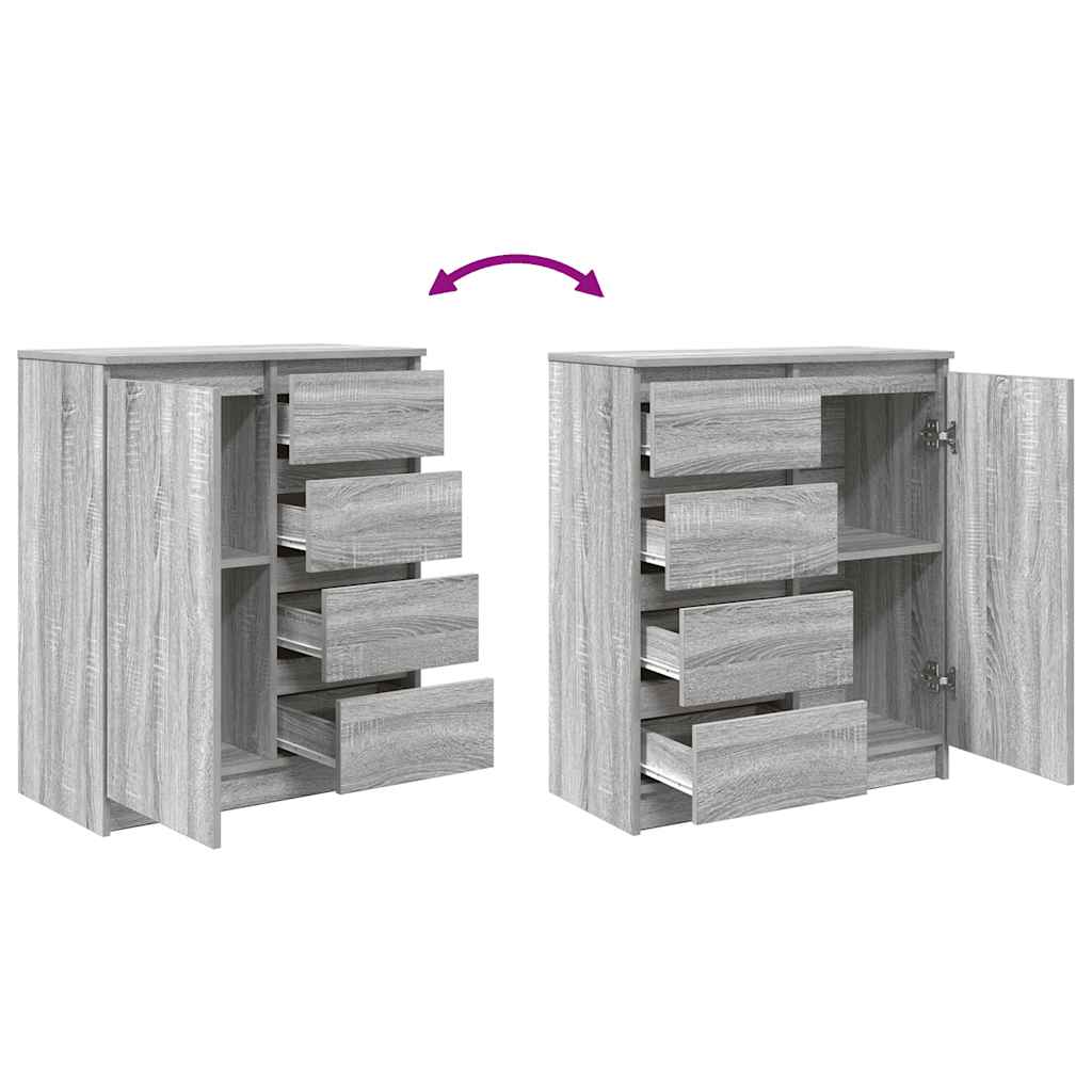 Sideboard with Drawers Grey Sonoma 71x35x84 cm Engineered Wood