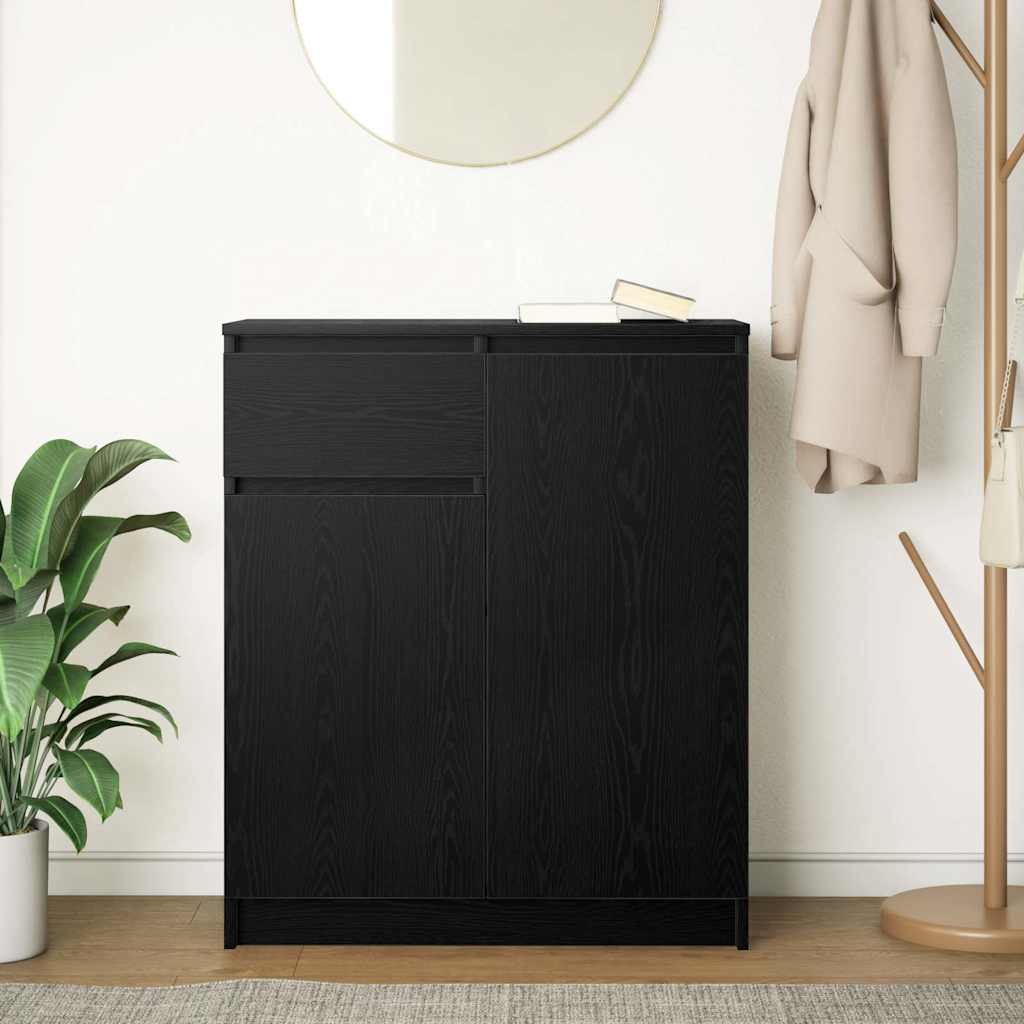 Sideboard with Drawer Black Oak 71x35x84 cm Engineered Wood