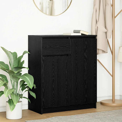 Sideboard with Drawer Black Oak 71x35x84 cm Engineered Wood