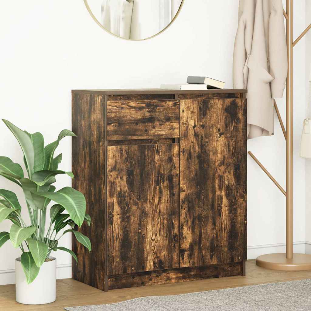 Sideboard with Drawer Smoked Oak 71x35x84 cm Engineered Wood