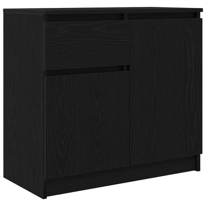 Sideboard with Drawer Black Oak 71x35x65 cm Engineered Wood