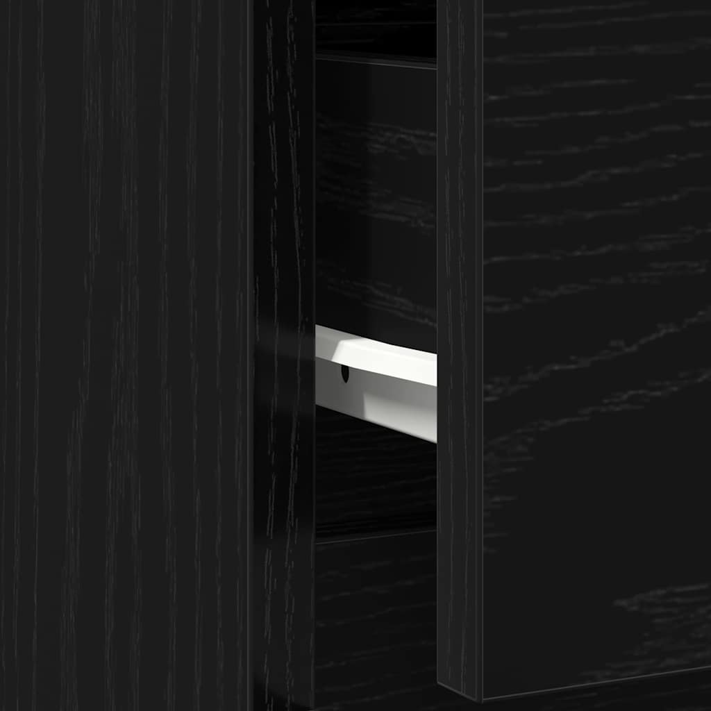 Sideboard with Drawer Black Oak 71x35x65 cm Engineered Wood