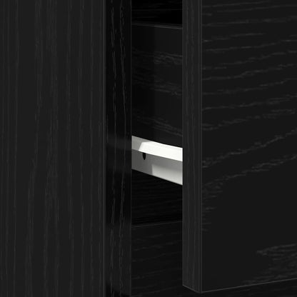Sideboard with Drawer Black Oak 71x35x65 cm Engineered Wood
