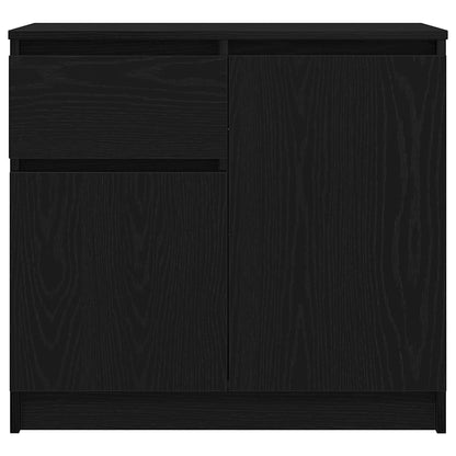 Sideboard with Drawer Black Oak 71x35x65 cm Engineered Wood