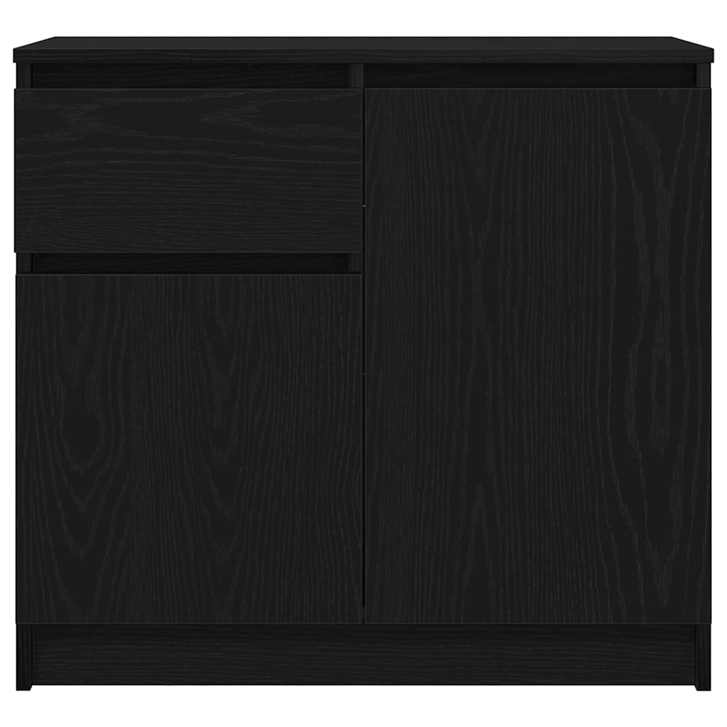 Sideboard with Drawer Black Oak 71x35x65 cm Engineered Wood