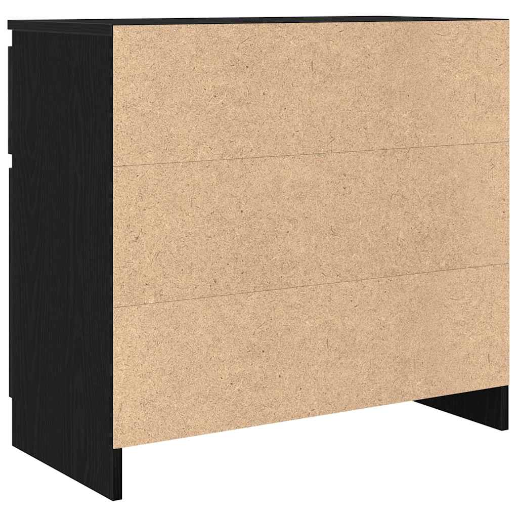 Sideboard with Drawer Black Oak 71x35x65 cm Engineered Wood