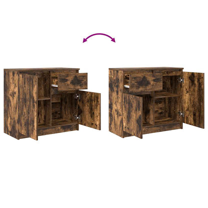 Sideboard with Drawer Smoked Oak 71x35x65 cm Engineered Wood