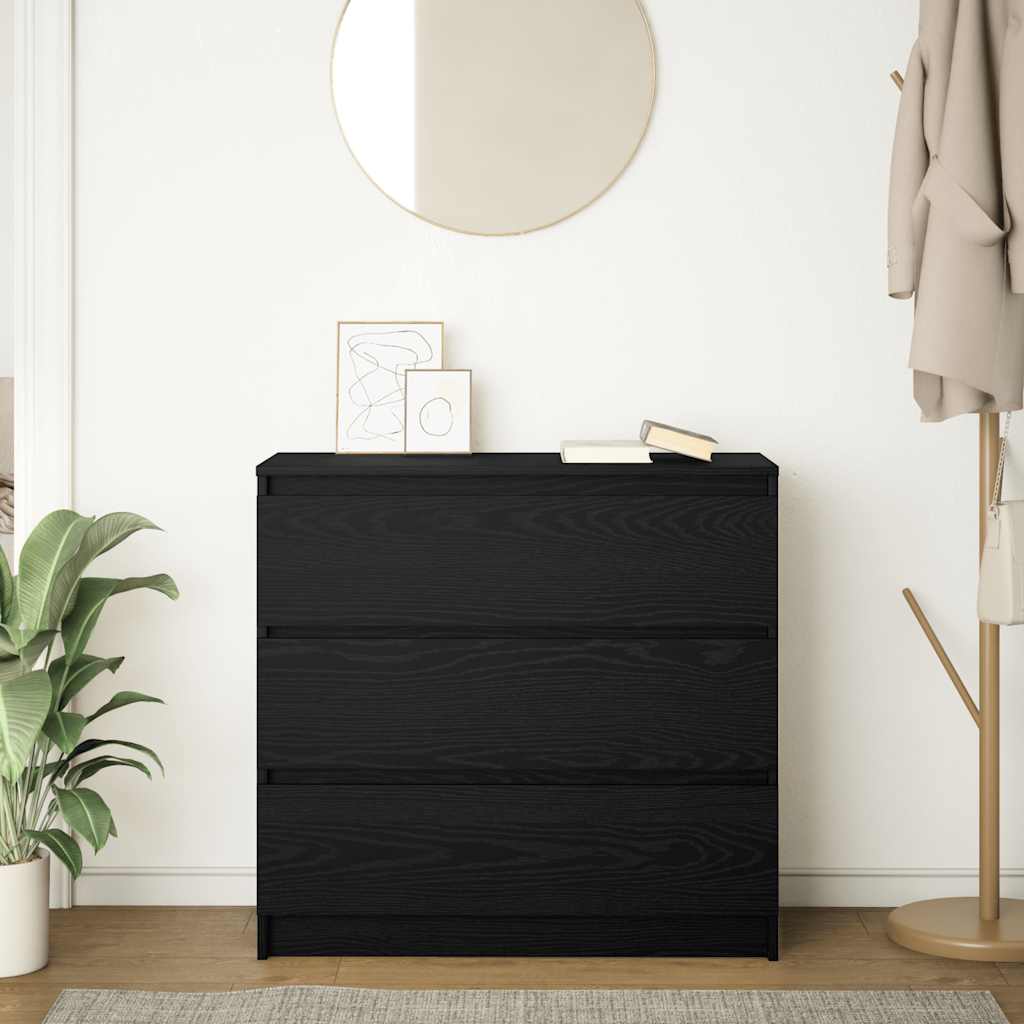 Sideboard Black Oak 80x35x76 cm Engineered Wood