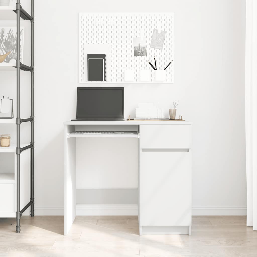 Desk White 86x49x76 cm Engineered Wood