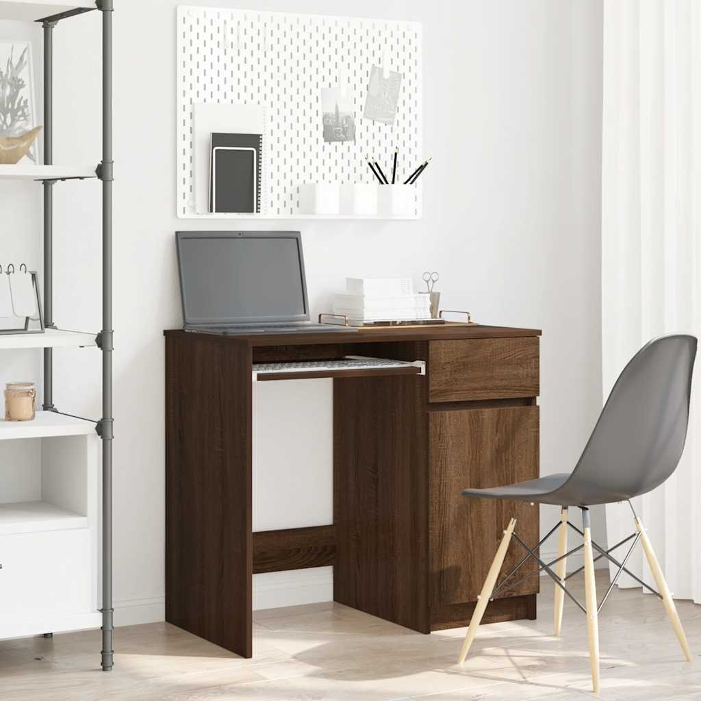 Desk Brown Oak 86x49x76 cm Engineered Wood