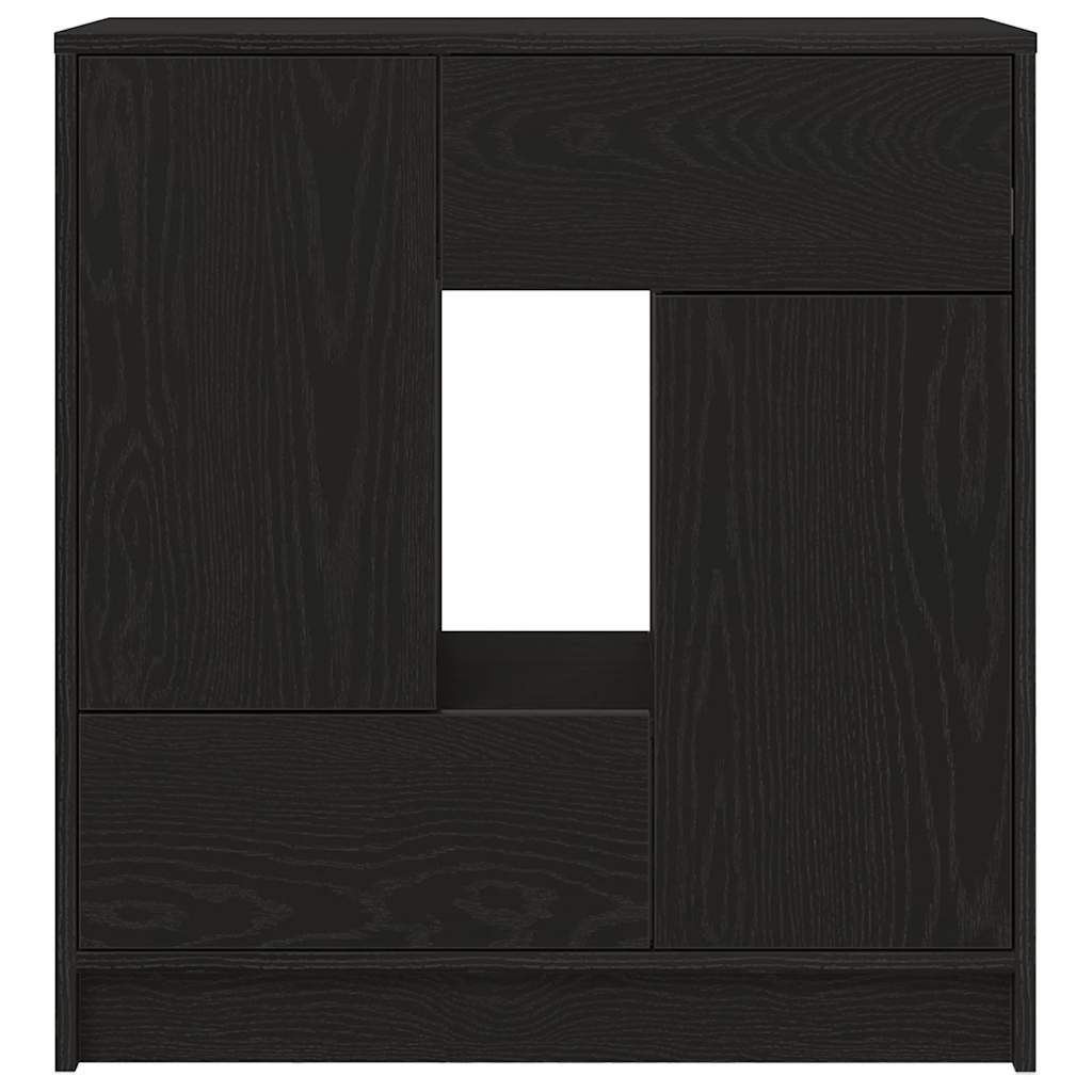 Sideboard with Drawers and Doors Black Oak 70.5x34x74.5 cm