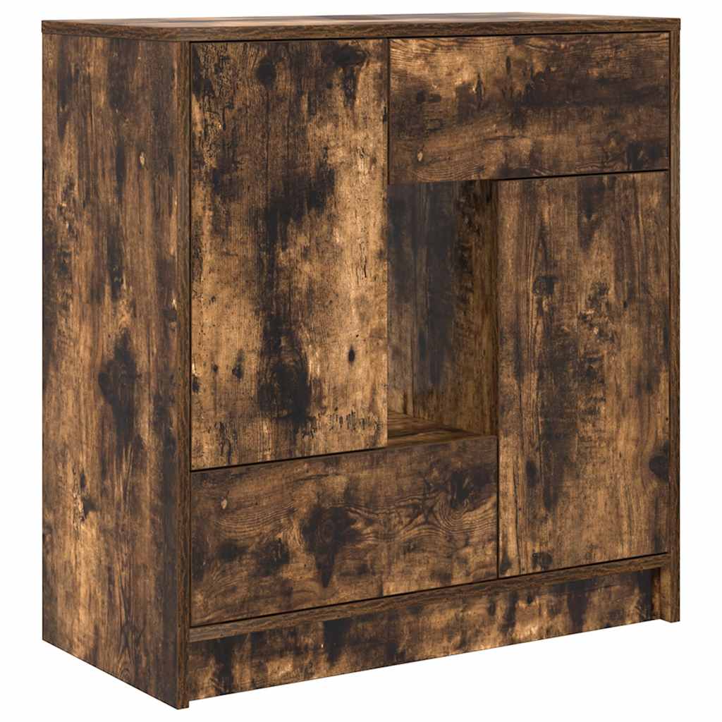 Sideboard with Drawers and Doors Smoked Oak 70.5x34x74.5 cm