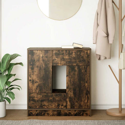 Sideboard with Drawers and Doors Smoked Oak 70.5x34x74.5 cm