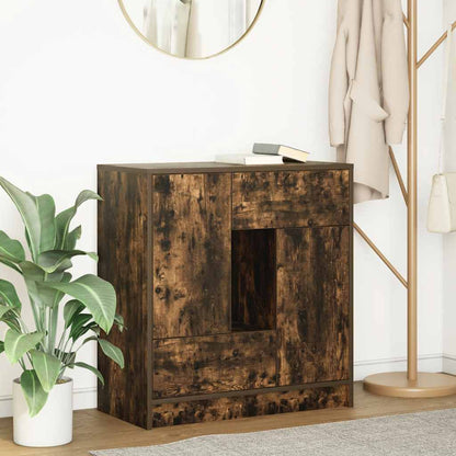 Sideboard with Drawers and Doors Smoked Oak 70.5x34x74.5 cm