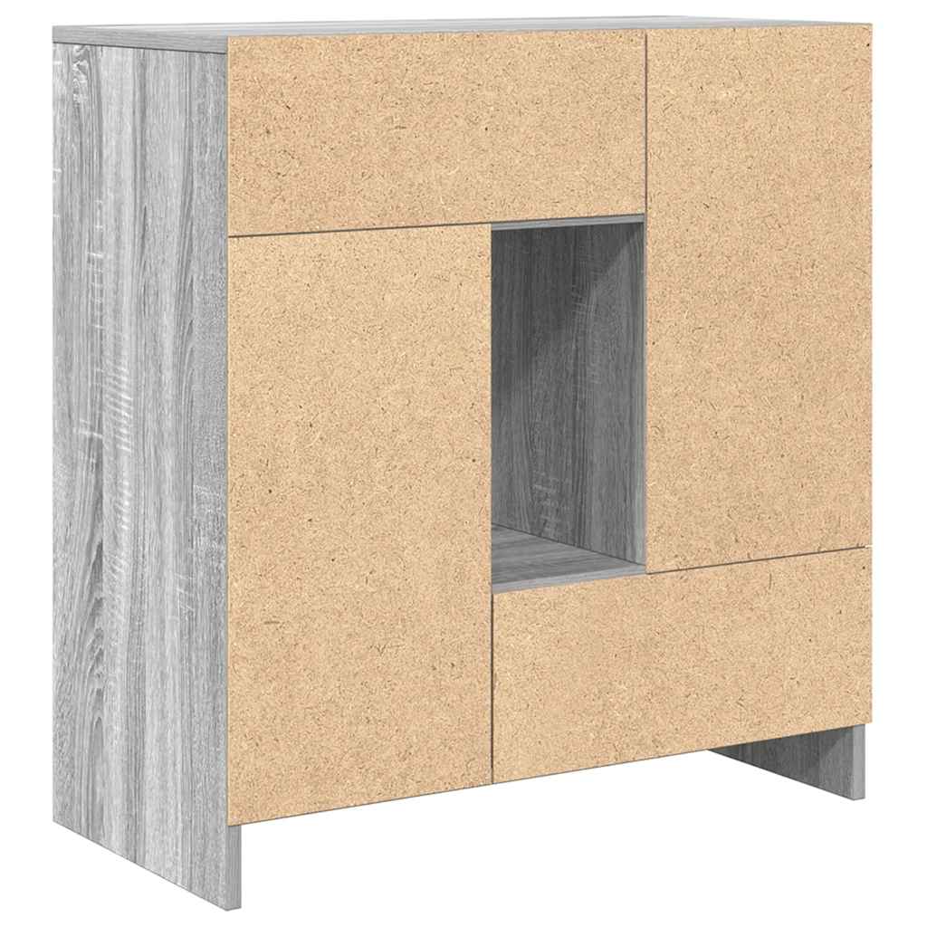 Sideboard with Drawers and Doors Grey Sonoma 70.5x34x74.5 cm