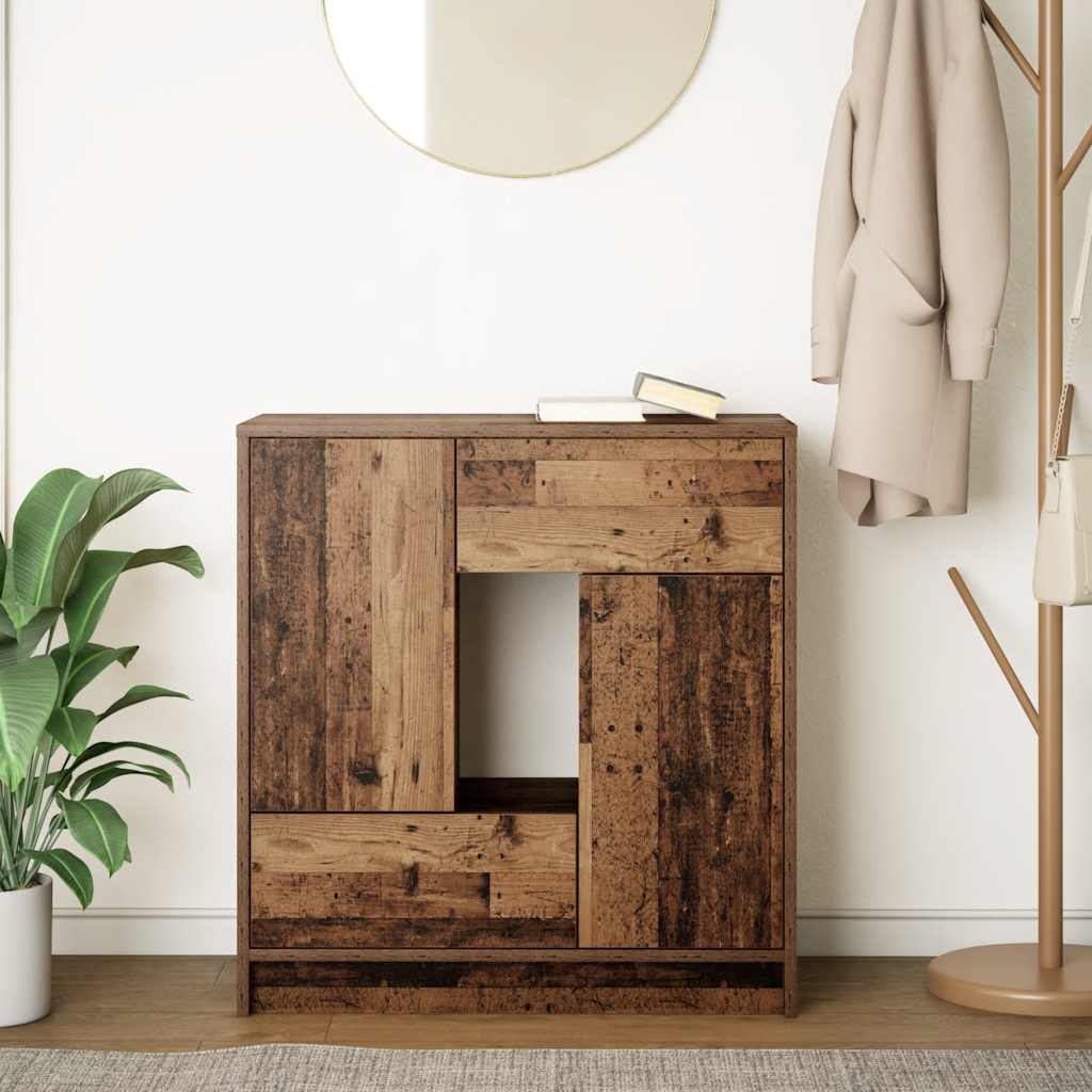 Sideboard with Drawers and Doors Old Wood 70.5x34x74.5 cm
