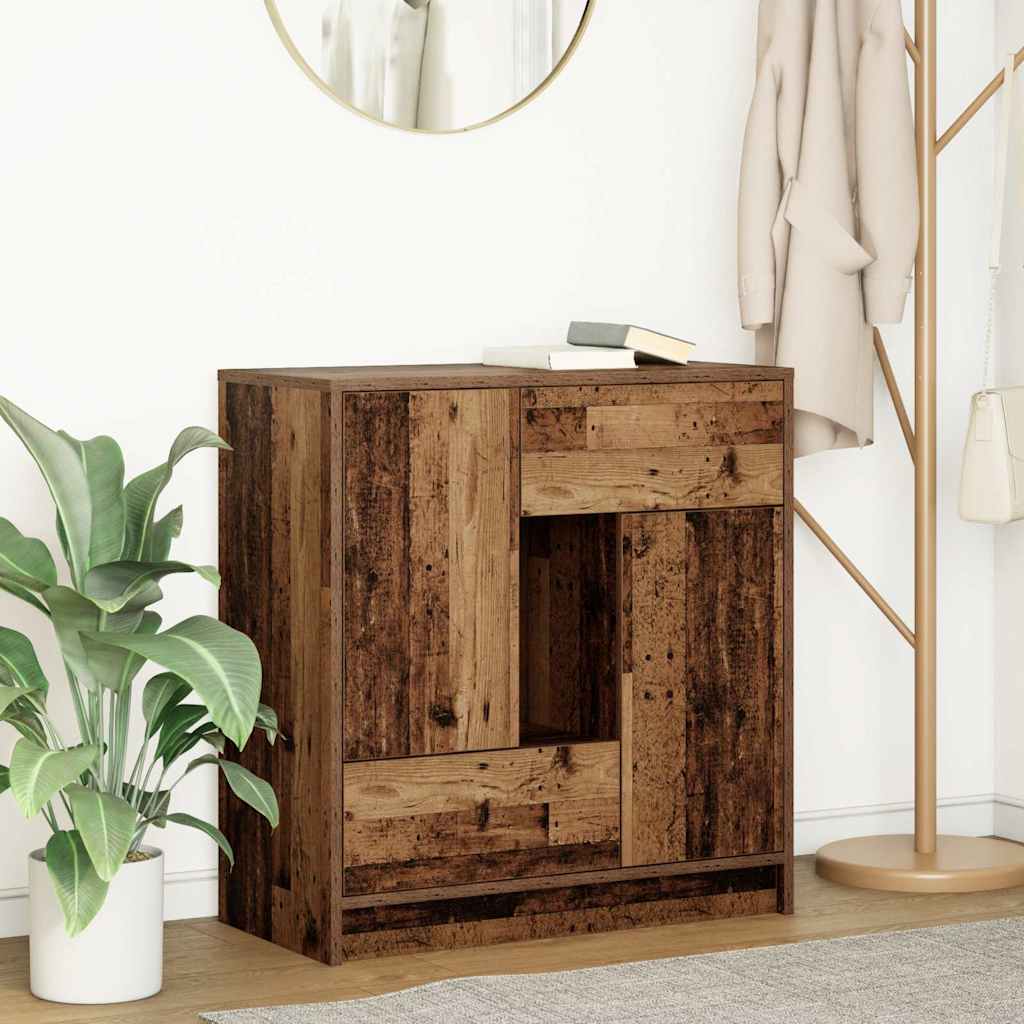 Sideboard with Drawers and Doors Old Wood 70.5x34x74.5 cm