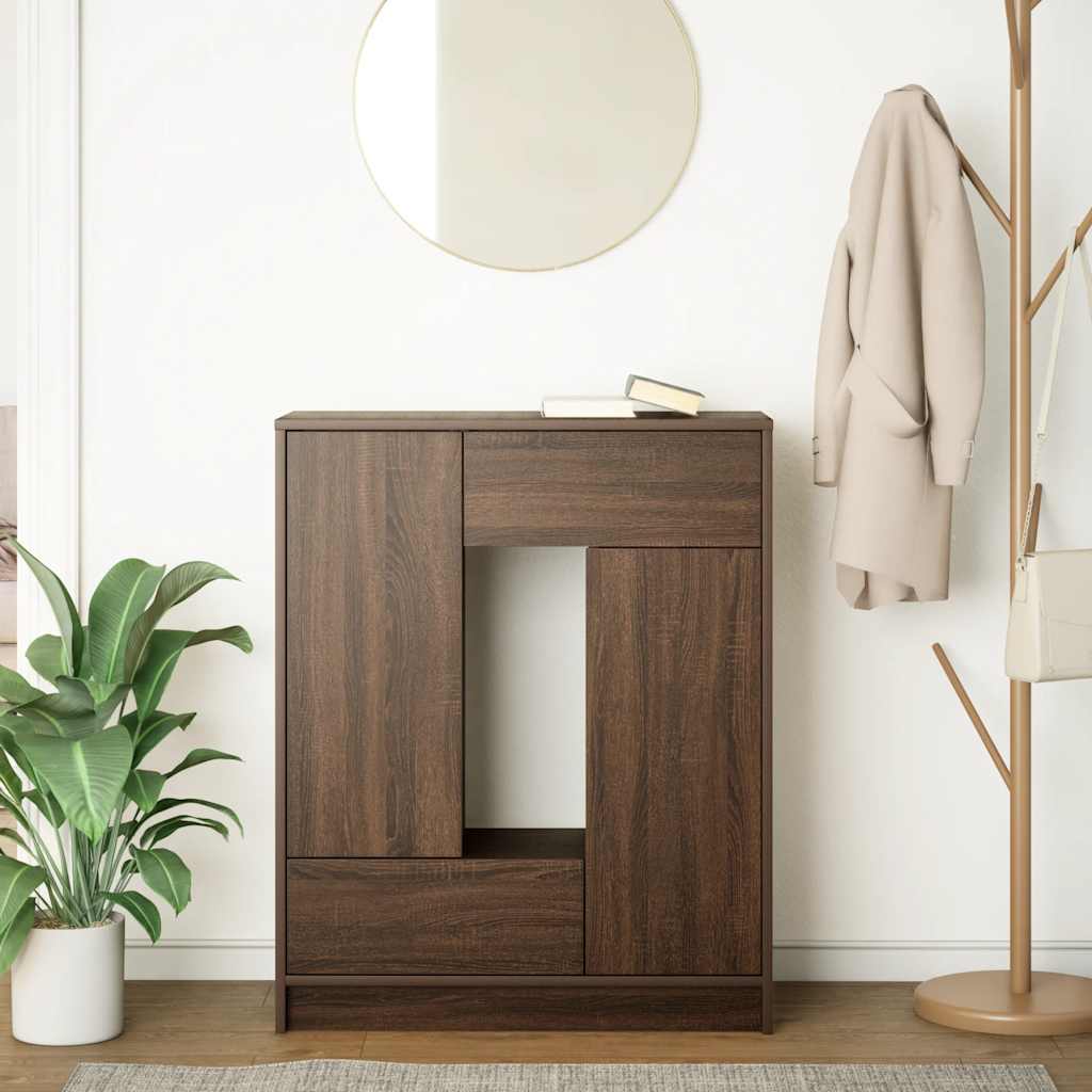 Sideboard with Drawers and Doors Brown Oak 73x31x90 cm