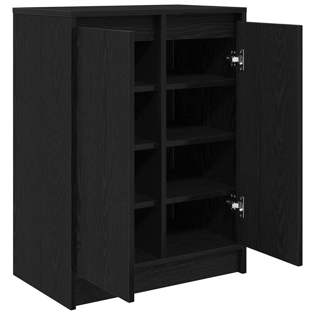 Shoe Cabinet Black Oak 57x34x76 cm Engineered Wood