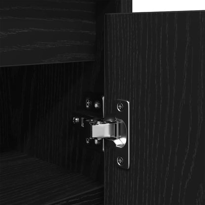 Shoe Cabinet Black Oak 57x34x76 cm Engineered Wood