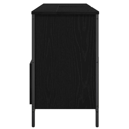 Bathroom Basin Cabinet with Drawers Black Oak 90x34,5x60 cm