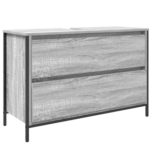 Bathroom Basin Cabinet with Drawers Grey Sonoma 90x34.5x60 cm