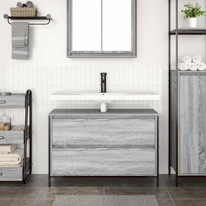 Bathroom Basin Cabinet with Drawers Grey Sonoma 90x34,5x60 cm