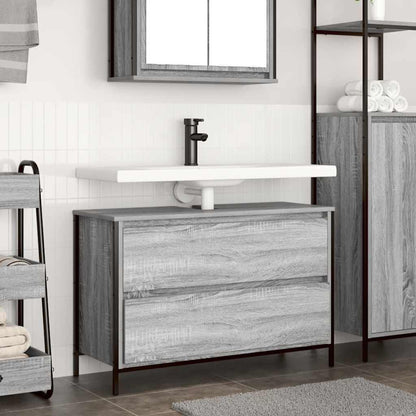Bathroom Basin Cabinet with Drawers Grey Sonoma 90x34,5x60 cm