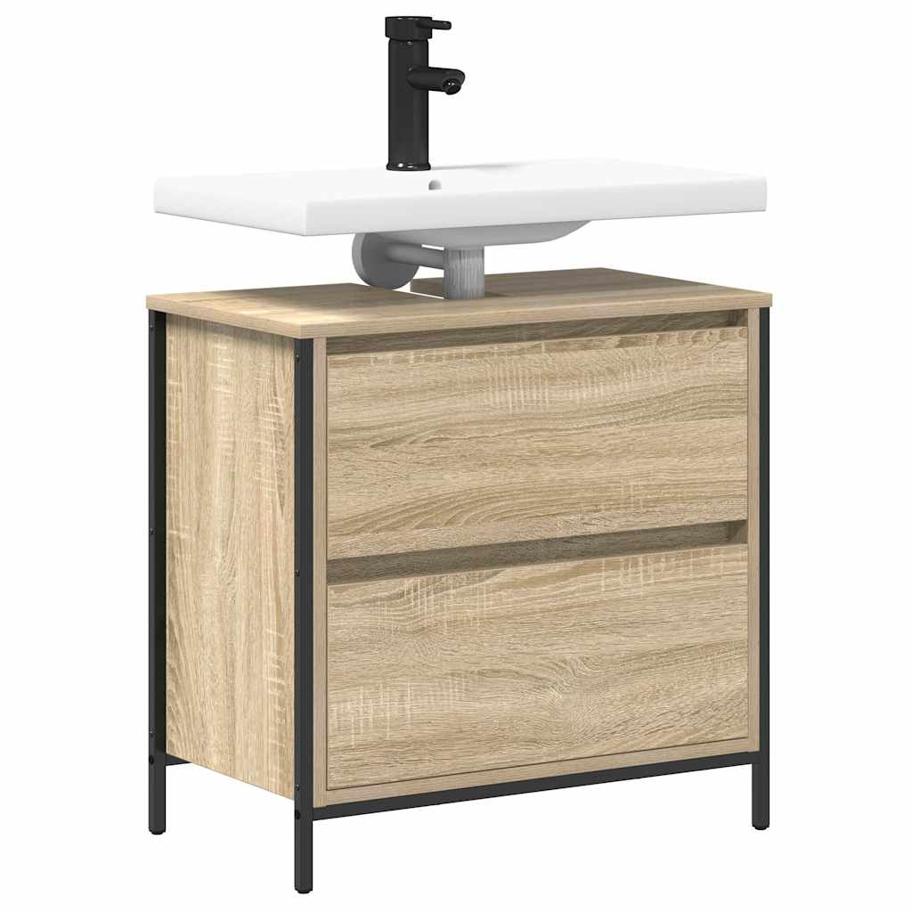 Bathroom Basin Cabinet with Drawers Sonoma Oak 60x34.5x60 cm