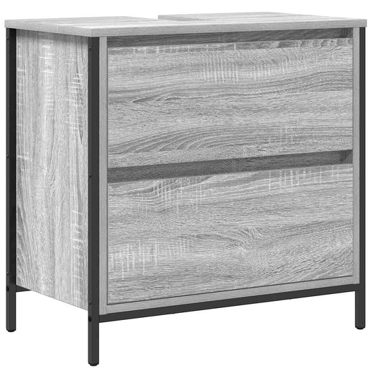 Bathroom Basin Cabinet with Drawers Grey Sonoma 60x34.5x60 cm