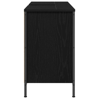 Basin Cabinet with Drawers Black Oak 90x34.5x60 cm